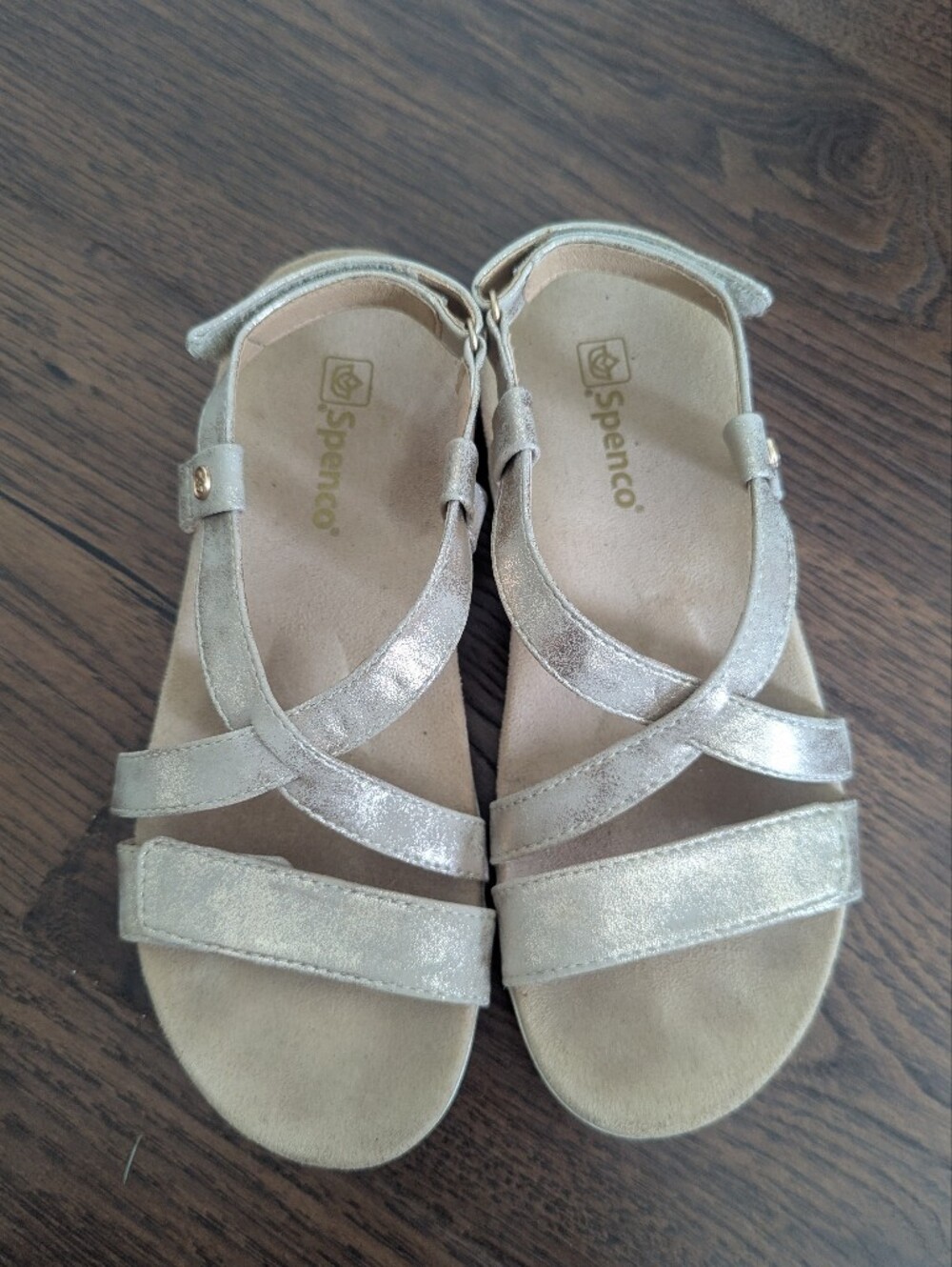 Spenco Grace Strappy Sandals Size 8 Gold Orthotic Comfort